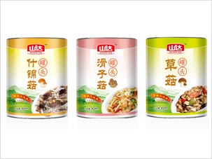 北京山達食品公司蘑菇罐頭包裝設計