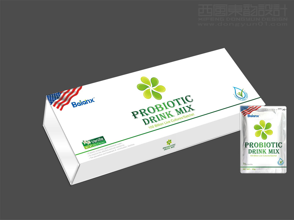 美國進口PROBIOTIC DRINK MIX藥品包裝設計