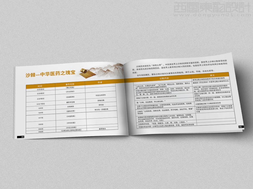 寧波市雷瑞商貿公司棘行天下產品手冊設計之沙棘中華醫藥瑰寶內頁設計