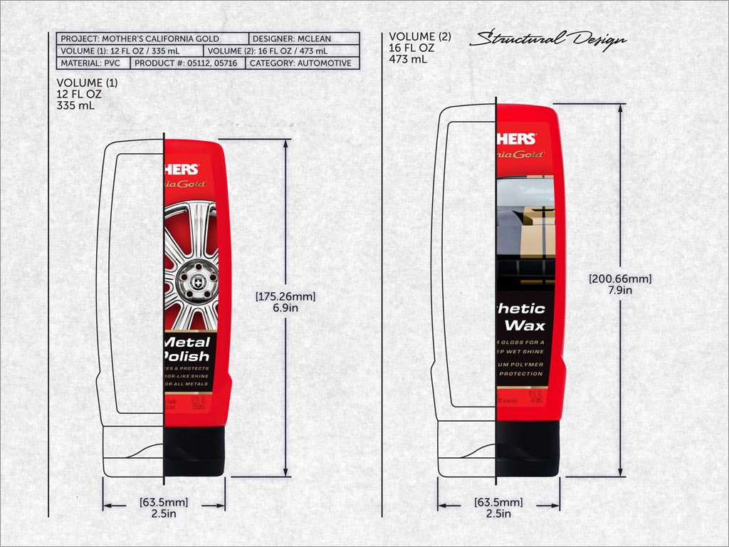 美國MOTHERS汽車美容護理產品包裝設計之結構圖設計