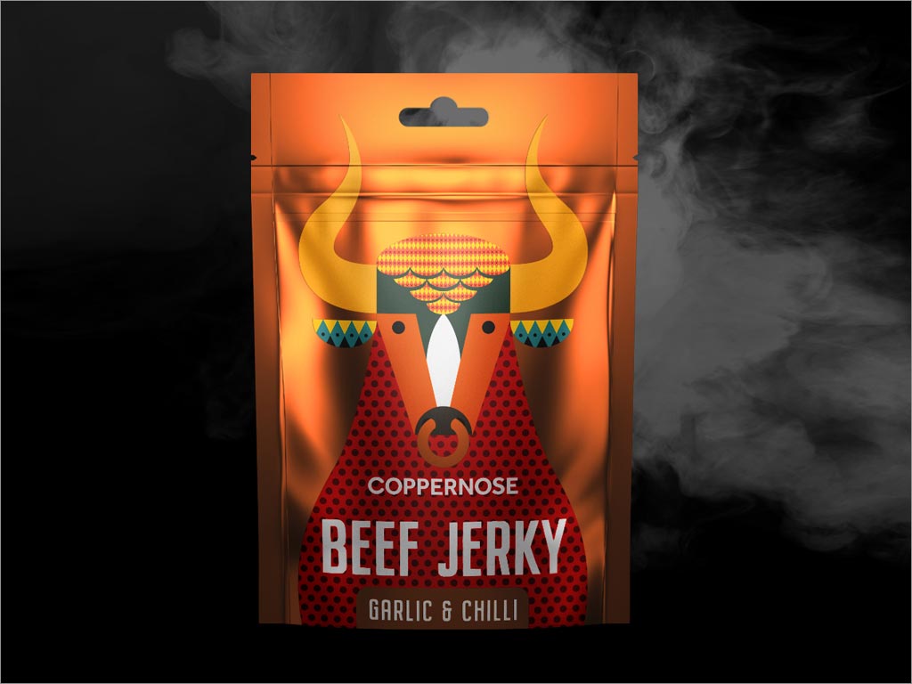 英國Coppernose beef Jerky香辣味牛肉干休閑食品包裝設計