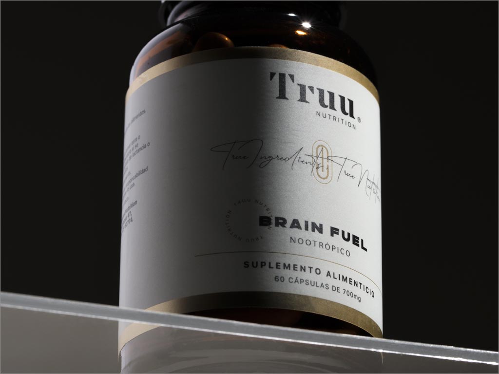 Truu Nutrition營養保健補品包裝設計之局部細節展示