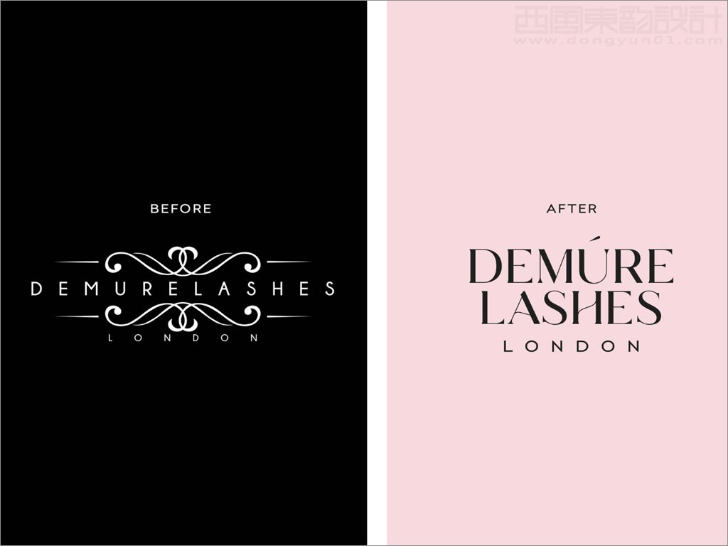 Demure Lashes假睫毛新舊品牌logo設計對比