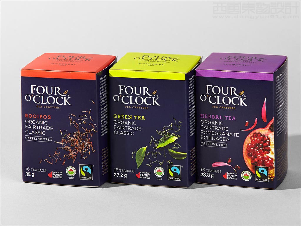 加拿大Four O'Clock有機茶飲品包裝盒設計