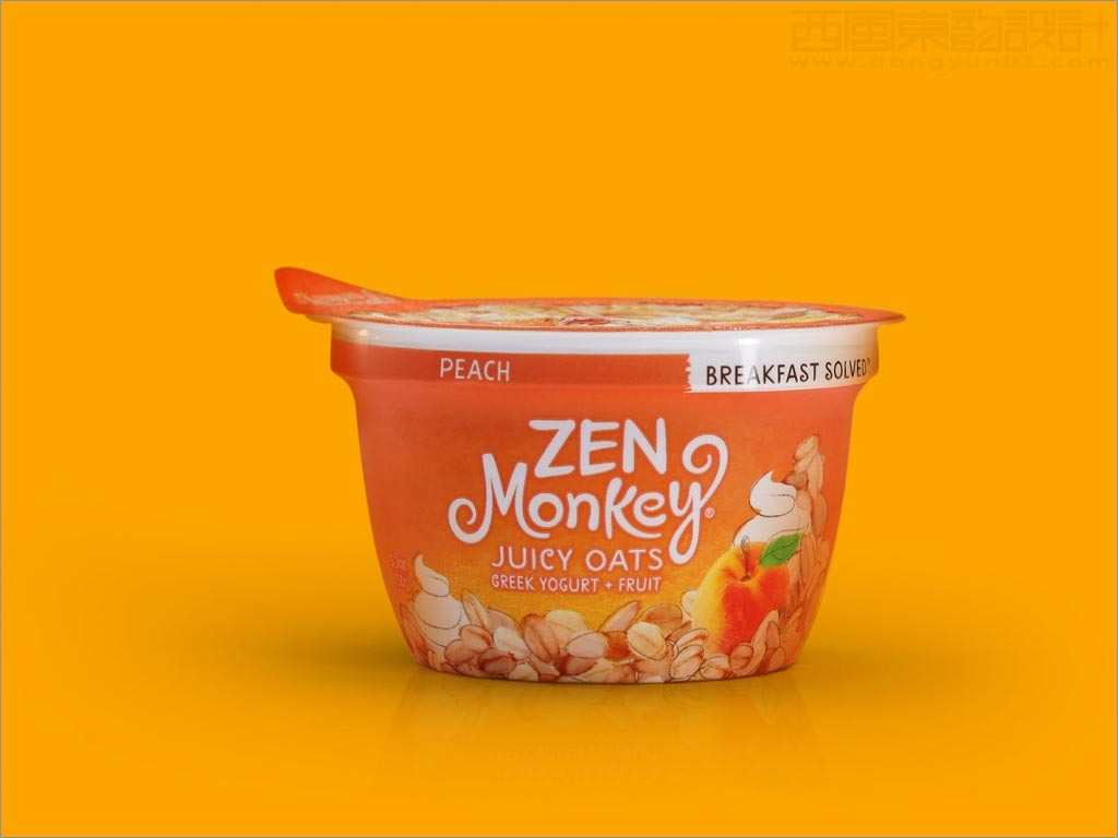 美國zen monkey黃桃麥片早餐速食粥包裝設計