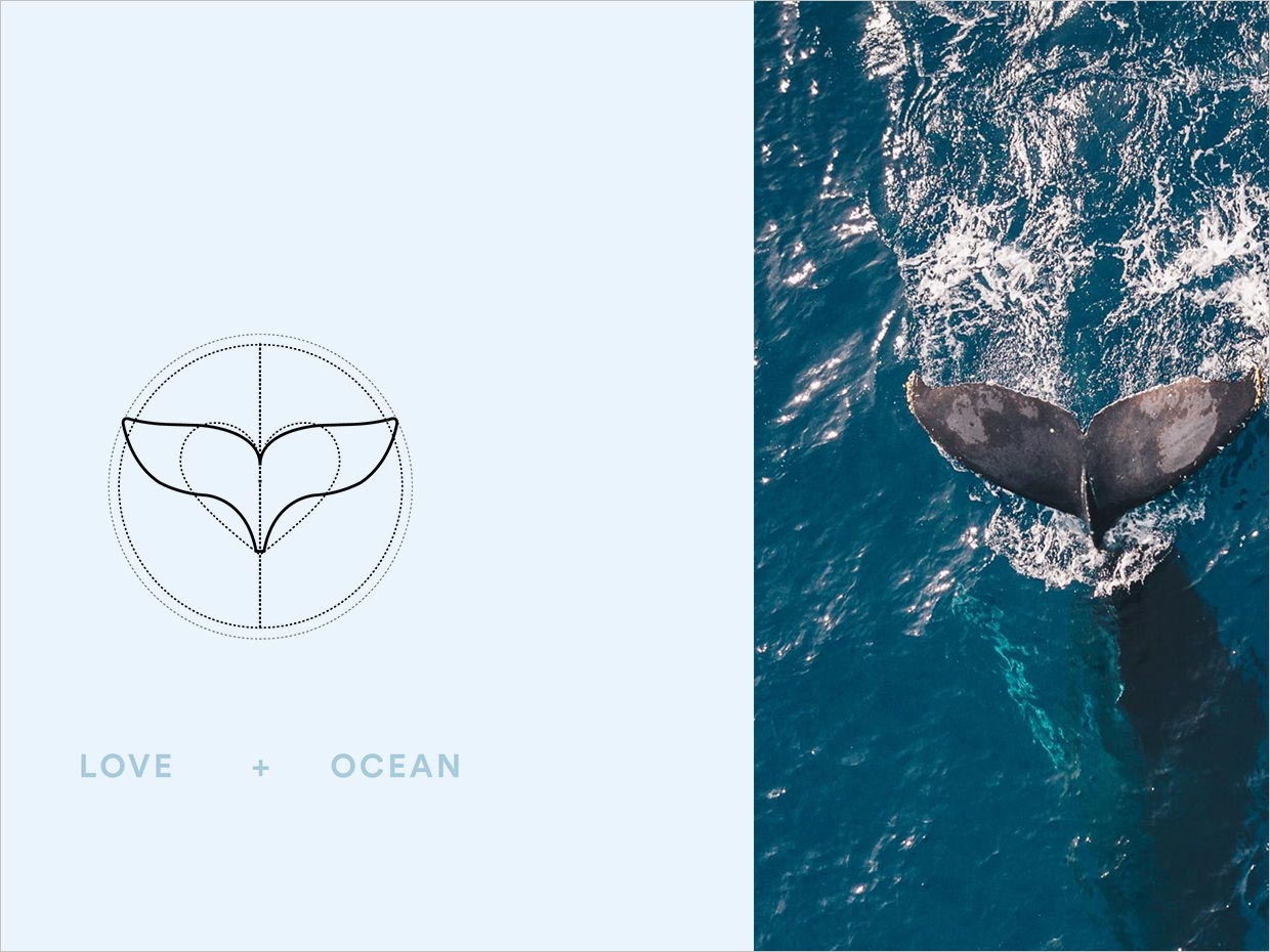 獨特的Love Ocean兒童沐浴護膚日化用品logo設計之創意說明