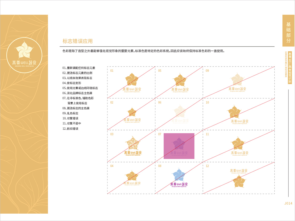 高尊well蔬食素食餐廳全案vi設計之錯誤應用范例